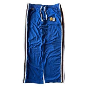 Y2K Hollister Medium Blue with Brown White Stripes Polyester Track Pants